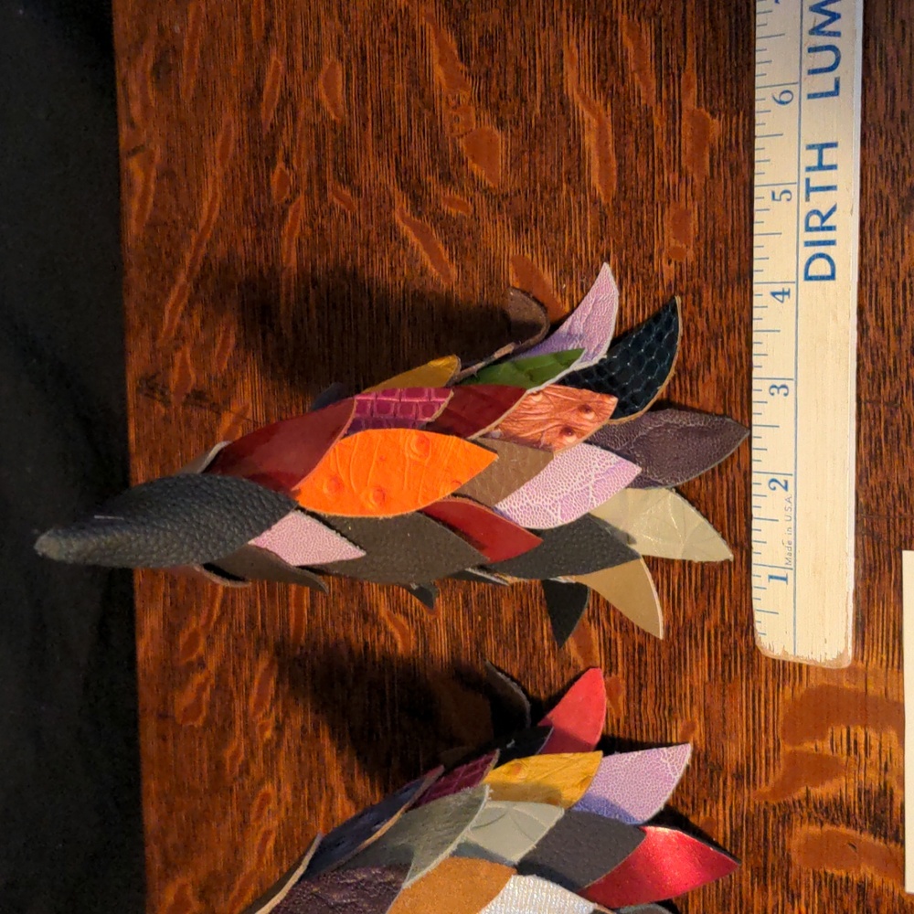 #05 Handmade Genuine Leather Set of 2 Mini Pine Tree Multi Color #05 - Picture 5 of 8